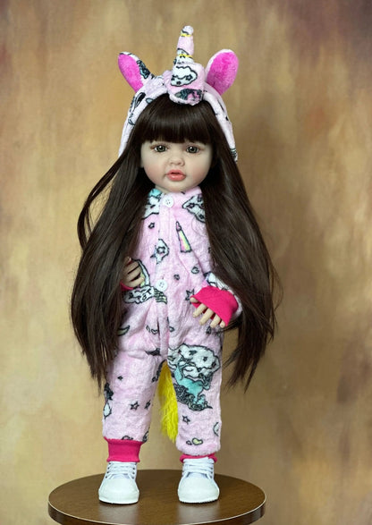 55cm Soft Silicone Reborn Baby Girl - Lifelike, Long Hair