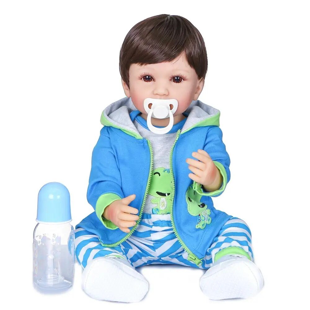 55cm Handmade Reborn Baby Boy - Two Colors Hair, Soft Silicone Body