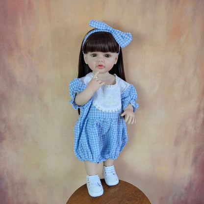 55cm Soft Silicone Reborn Baby Girl - Lifelike, Long Hair