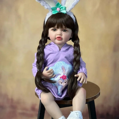 55cm Soft Silicone Reborn Baby Girl - Lifelike, Long Hair