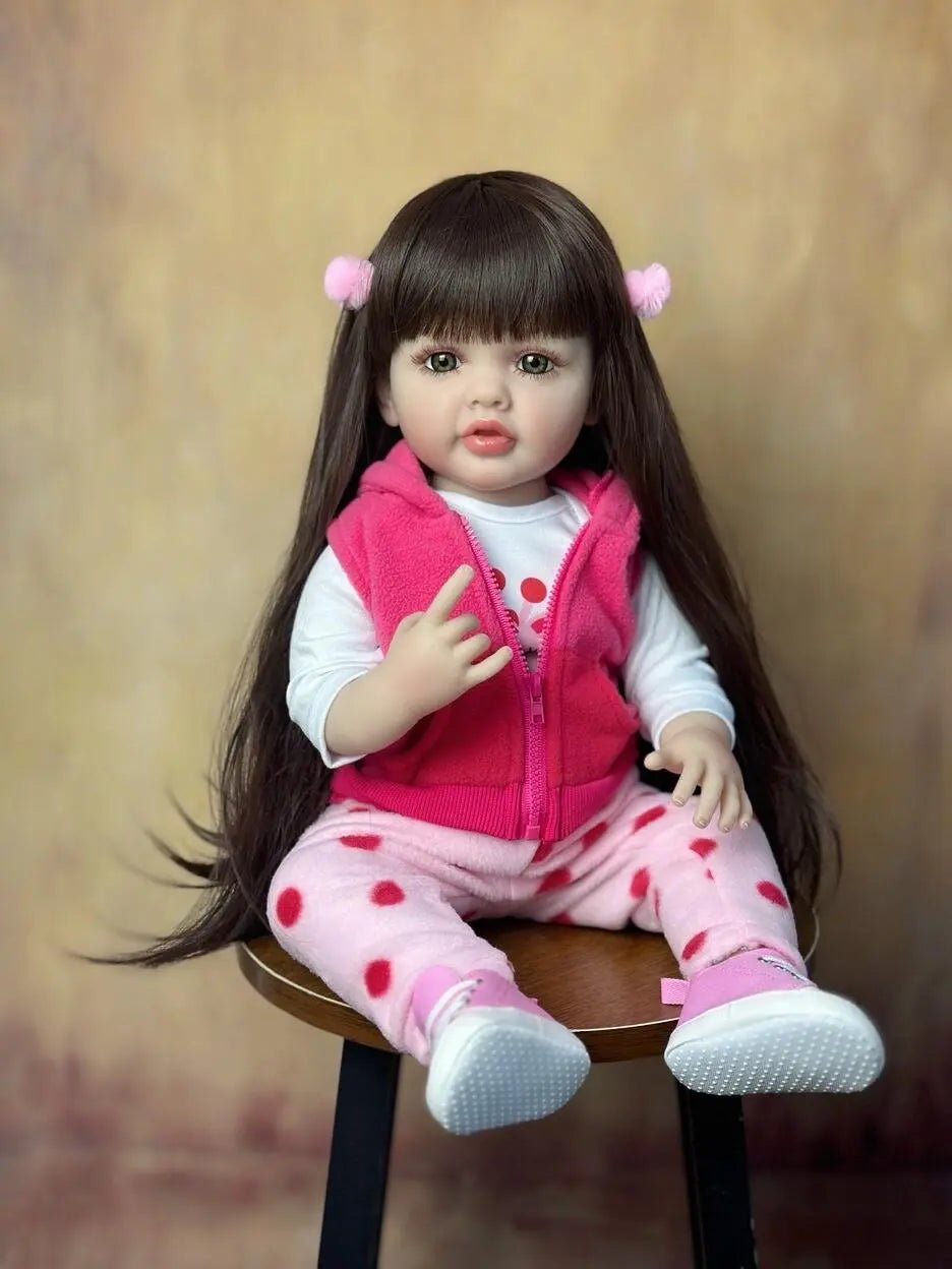 55cm Soft Silicone Reborn Baby Girl - Lifelike, Long Hair