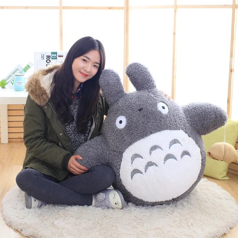 Huggable Grey Forest Spirit Plush: Soft, Cute Cartoon Pillow Toy