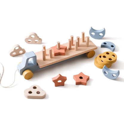 Montessori Wooden Train & Trolley - Educational Baby Birthday Toy