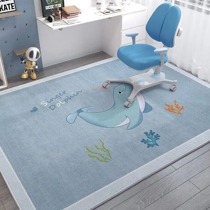 Cartoon Spaceman Rug - Non-Slip, Fashionable Mat for Kids' Rooms
