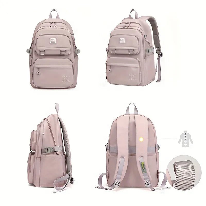 Large Waterproof Nylon School Backpack: Stylish & Spacious