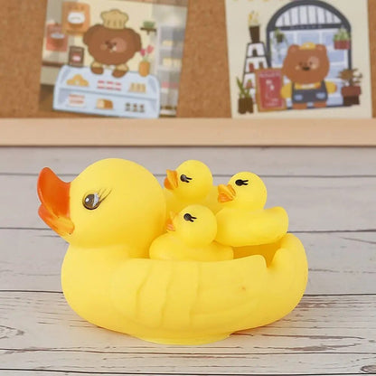 4pcs Rubber Duck Family Set - Squeaky Bathtub Toys for Kids
