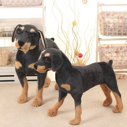 Realistic Standing Black Dog Plush - Stuffed Animal Prop