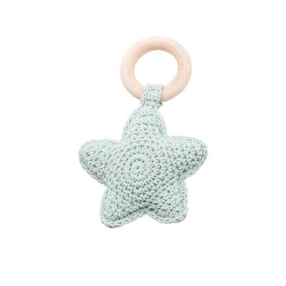 Wooden Baby Rattle & Teether - Crochet Animal Designs