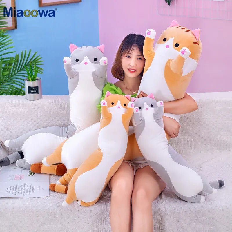 50/70cm Long Cat Plush Toy - Soft Nap Pillow & Home Decor