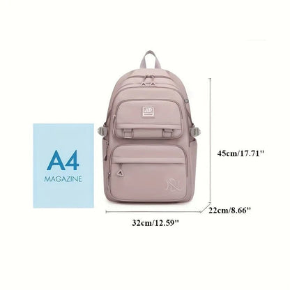 Large Waterproof Nylon School Backpack: Stylish & Spacious