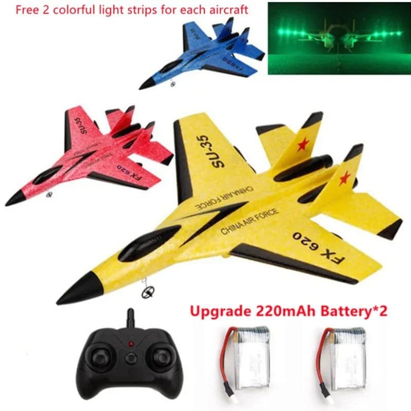 Fighter Jet RC Plane with LED, 2.4G Remote Control Glider, Kids' Gift