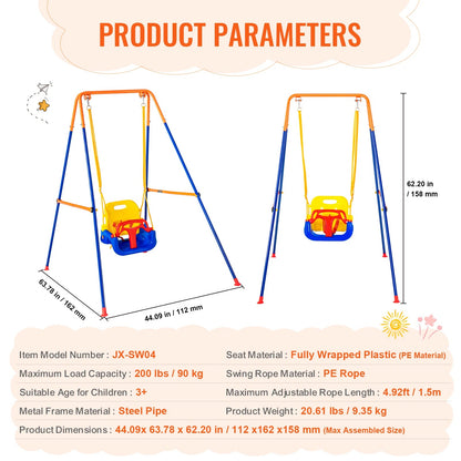 SucceBuy 3-Seat Backyard Swing Set (600 lbs)