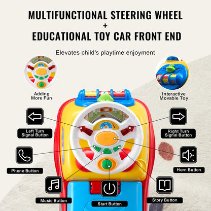 SucceBuy Toddler Sit-to-Stand Ride-On Push Car with Music