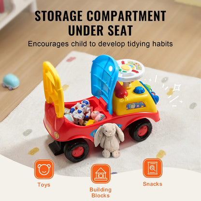 SucceBuy Toddler Sit-to-Stand Ride-On Push Car with Music