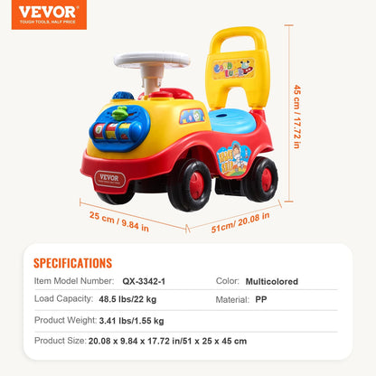 SucceBuy Toddler Sit-to-Stand Ride-On Push Car with Music