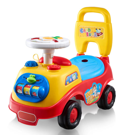 SucceBuy Toddler Sit-to-Stand Ride-On Push Car with Music