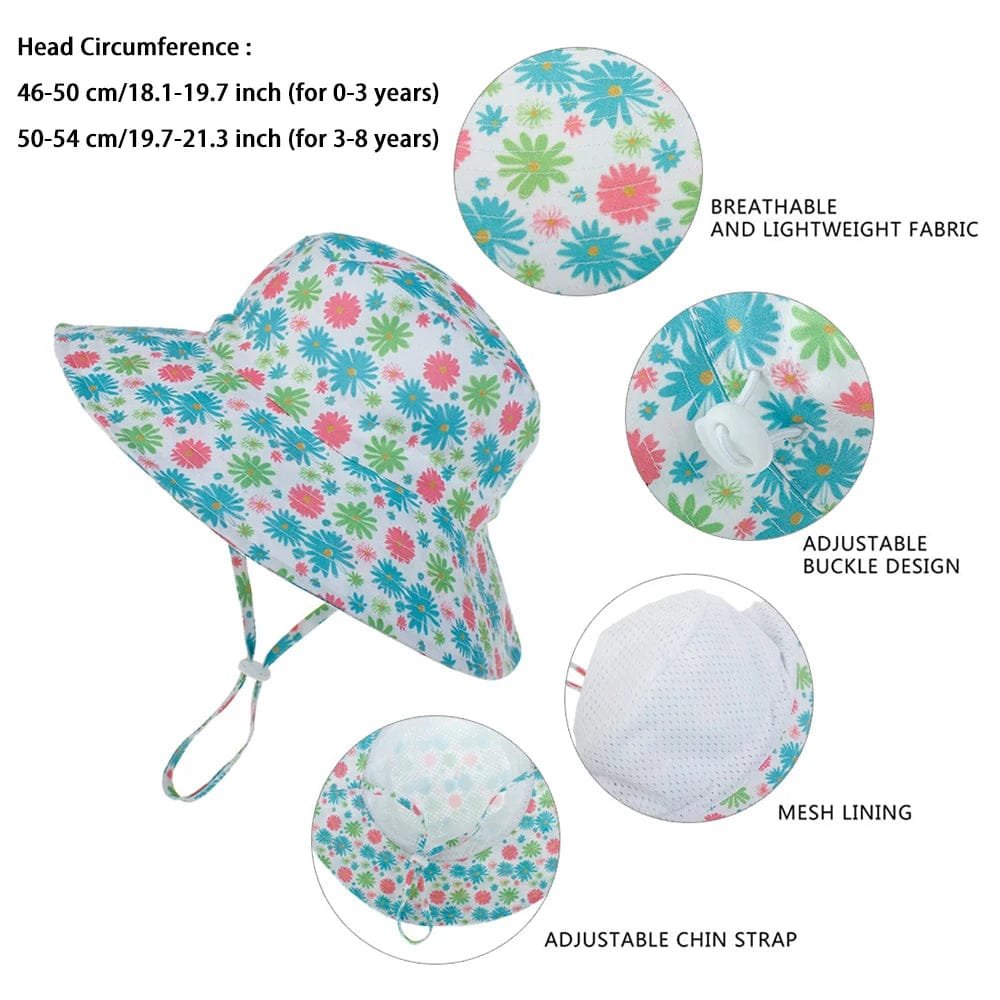 Summer Baby Sun Cap - UV Protection, 0-8 Years, Bucket Style