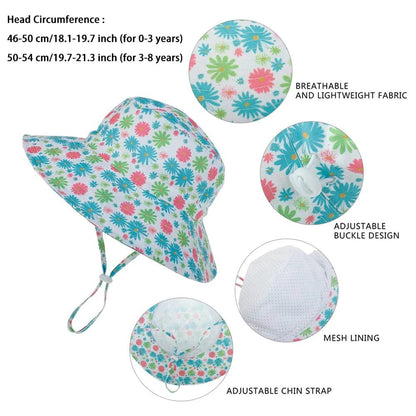 Summer Baby Sun Cap - UV Protection, 0-8 Years, Bucket Style