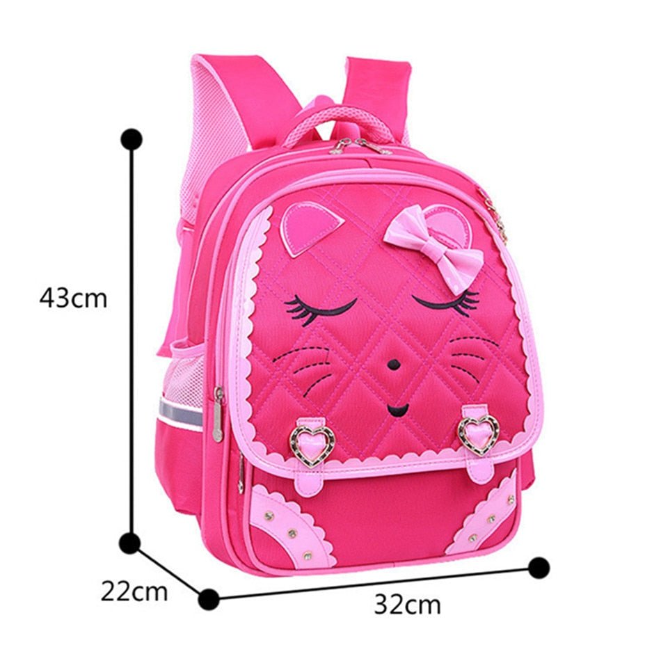 Fashion Sweet Cat Girl's School Bags Waterproof Cartoon Pattern