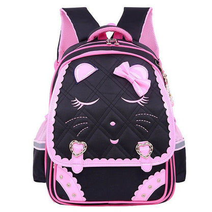 Fashion Sweet Cat Girl's School Bags Waterproof Cartoon Pattern