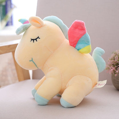 25cm 40cm 55cm lovely unicorn plush toy pink fly horse with rainbow wings