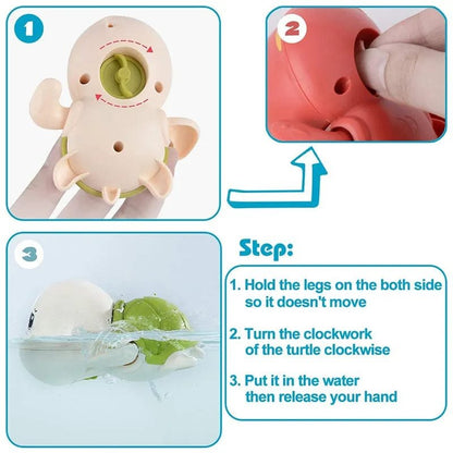 Swimming Turtle & Whale Bath Toys, Clockwork Water Play for Kids