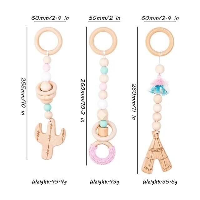 1 Set Wooden Baby Gym & Activity Fitness Stand with Rattle