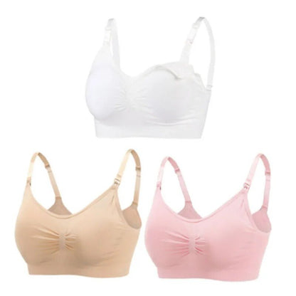 3pc Maternity Nursing Bra Set - Seamless, Breathable Cotton