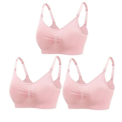 3pc Maternity Nursing Bra Set - Seamless, Breathable Cotton