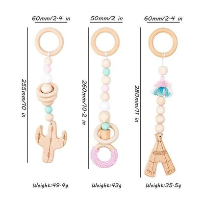 1 Set Wooden Baby Gym & Activity Fitness Stand with Rattle