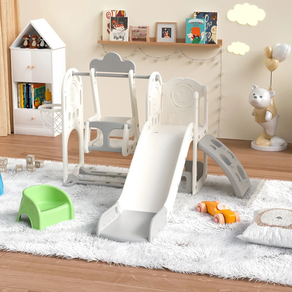 Toddler 11-in-1 Indoor/Outdoor Slide with Hoop – Extra-Long