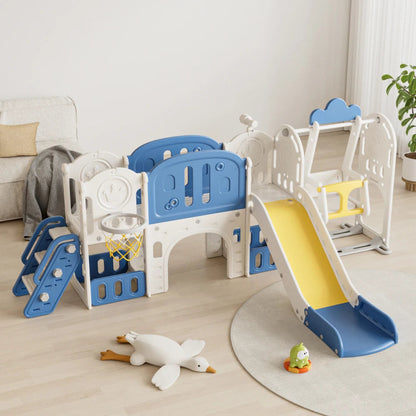 Toddler 11-in-1 Indoor/Outdoor Slide with Hoop – Extra-Long