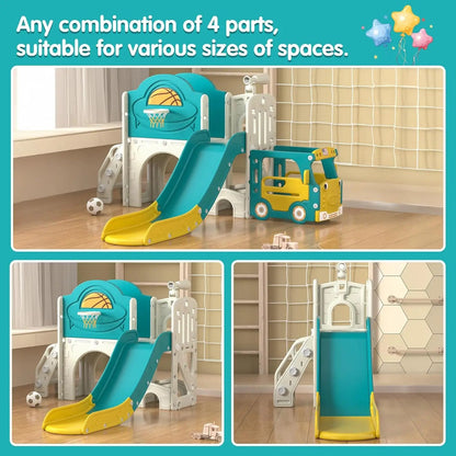 9-in-1 Bus-Themed Toddler Slide & Climber Playset
