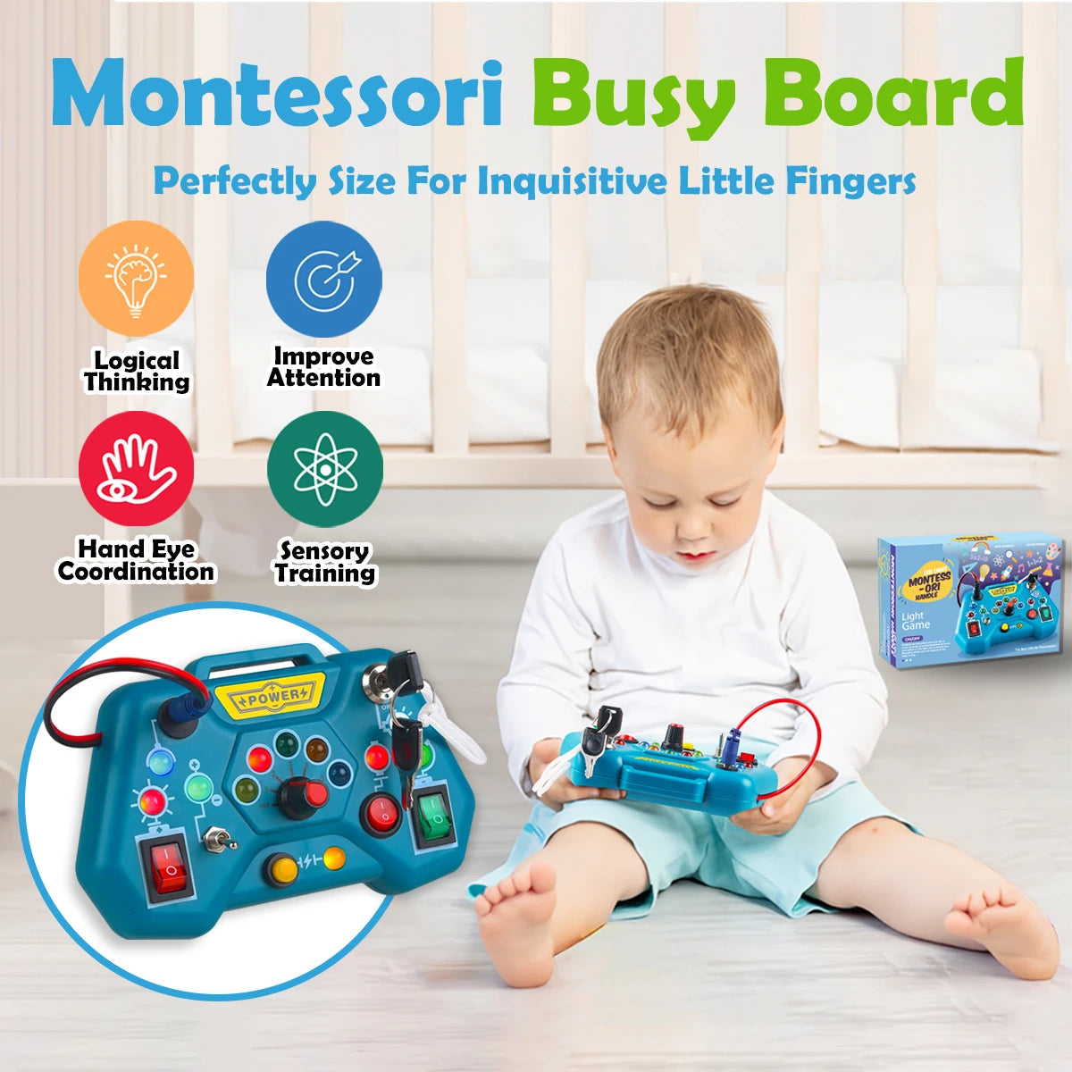 Montessori Busy Board for Toddlers (Ages 3–6)