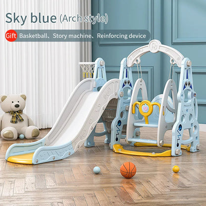 4-in-1 Indoor Playhouse Slide & Swing Set (PE) – YBC-TKR-007