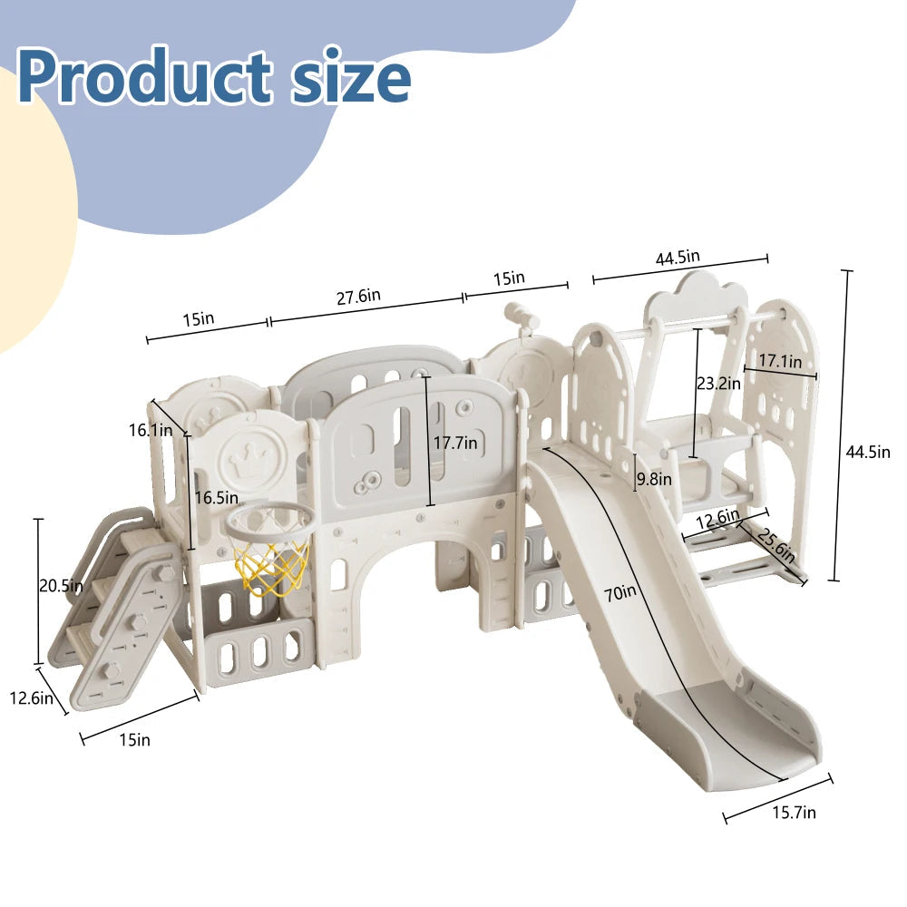 Toddler 11-in-1 Indoor/Outdoor Slide with Hoop – Extra-Long