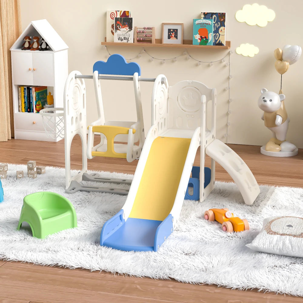 Toddler 11-in-1 Indoor/Outdoor Slide with Hoop – Extra-Long
