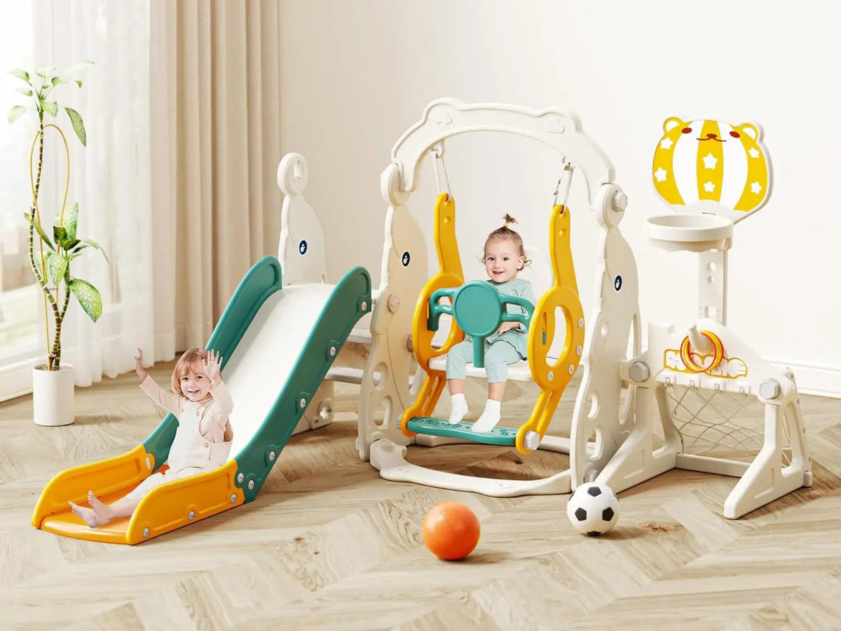 6-in-1 Toddler Slide & Swing Indoor/Outdoor Playset