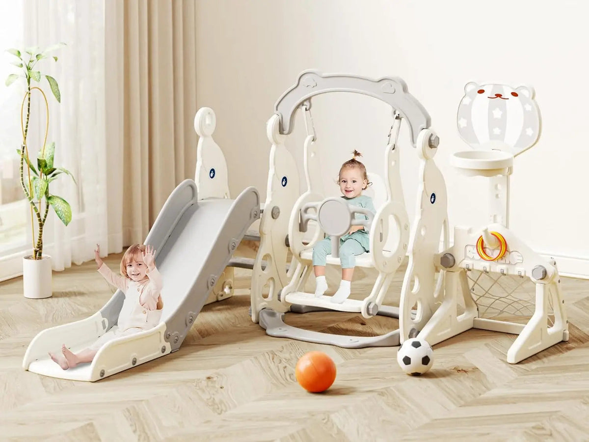 6-in-1 Toddler Slide & Swing Indoor/Outdoor Playset