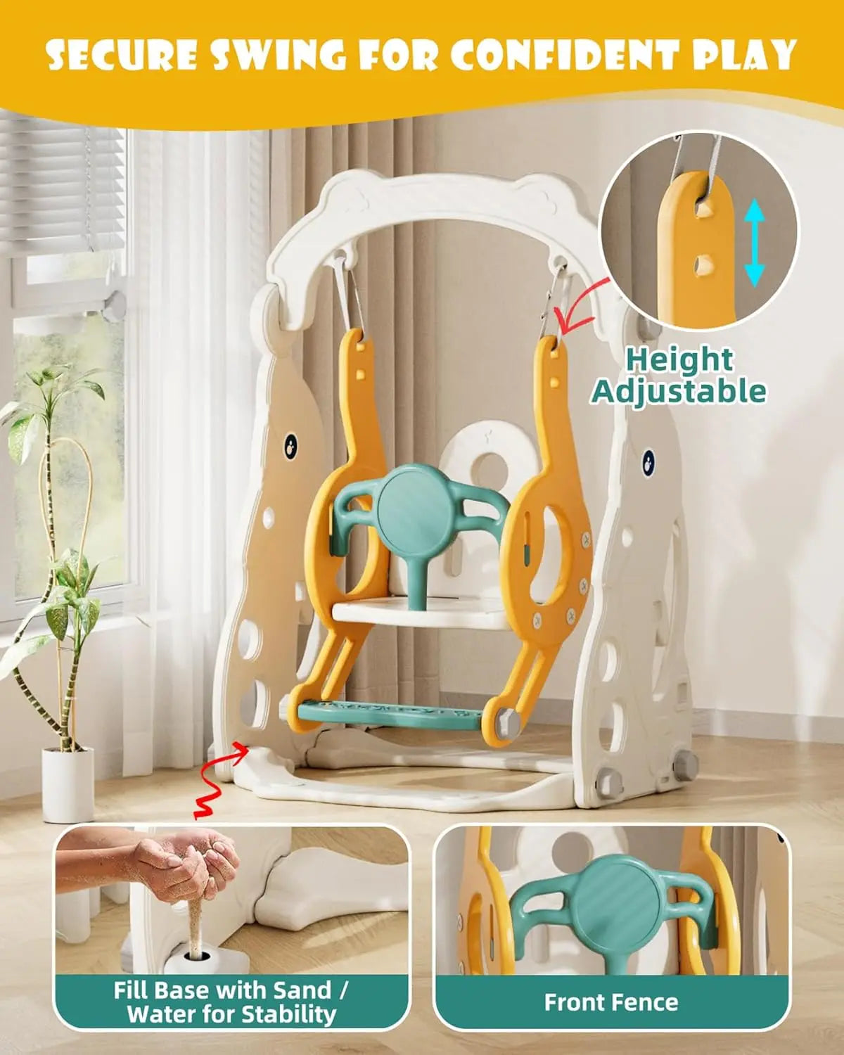 6-in-1 Toddler Slide & Swing Indoor/Outdoor Playset