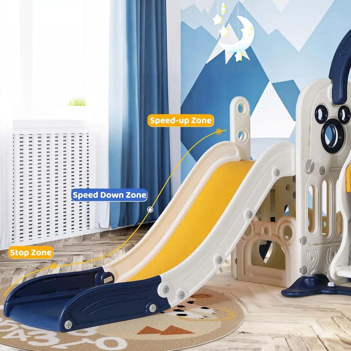 Toddler 3-in-1 Swing & Slide Playset with Hoop
