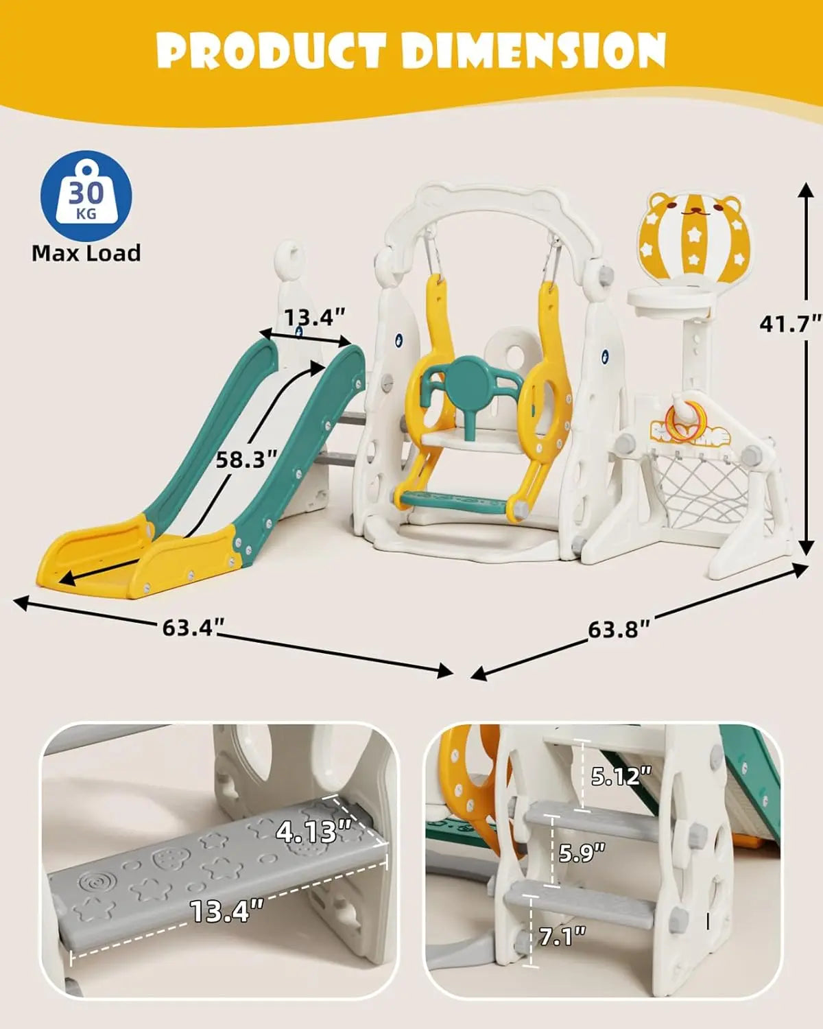 6-in-1 Toddler Slide & Swing Indoor/Outdoor Playset