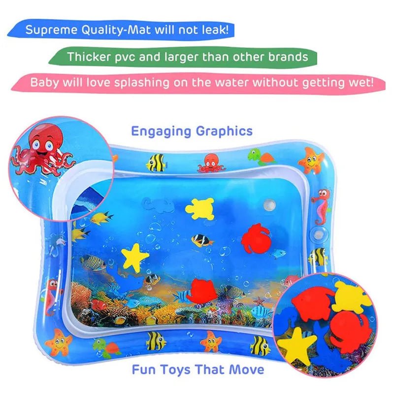 Inflatable Baby Water Play Mat - PVC Tummy Time Pad for Toddlers