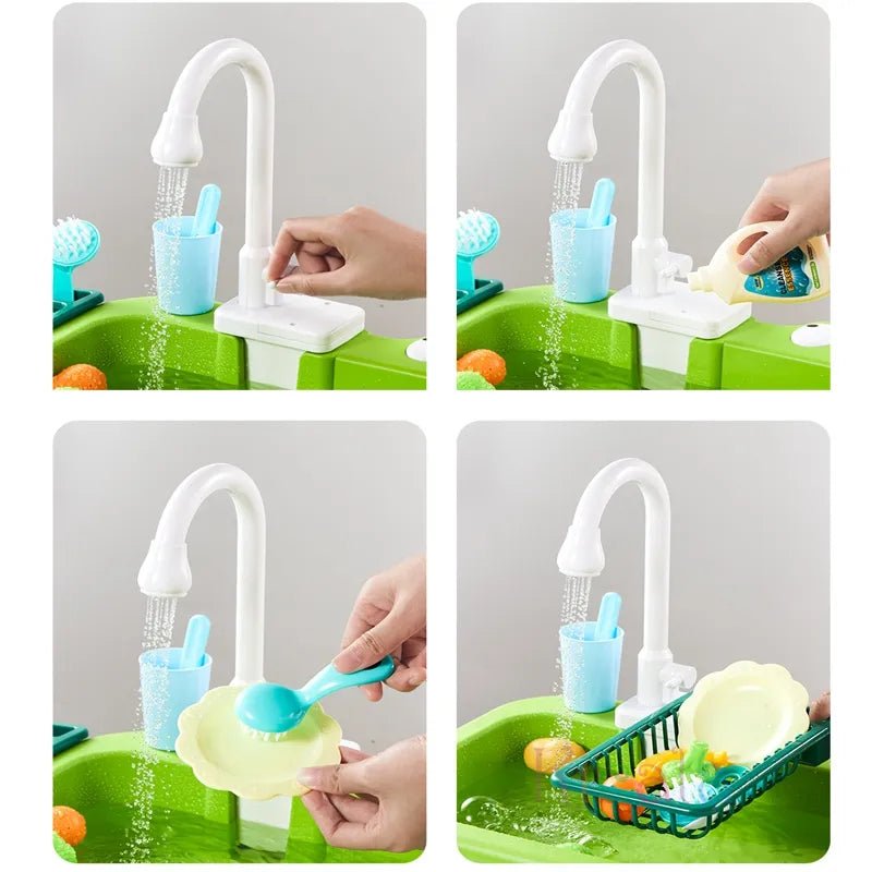 Electric Dishwasher & Sink Toy - Kids' Play Kitchen with Accessories