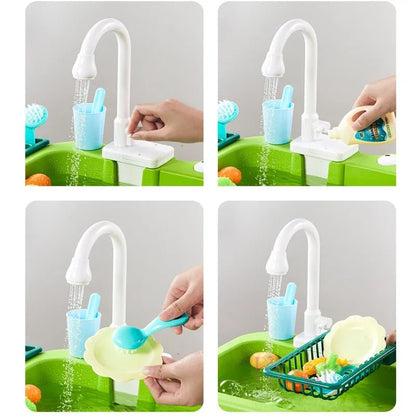 Electric Dishwasher & Sink Toy - Kids' Play Kitchen with Accessories