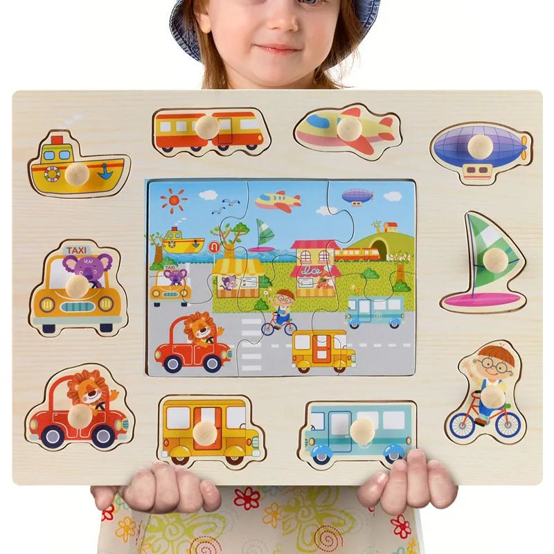 Montessori Wooden Puzzle Boards - 3D Jigsaw for Kids