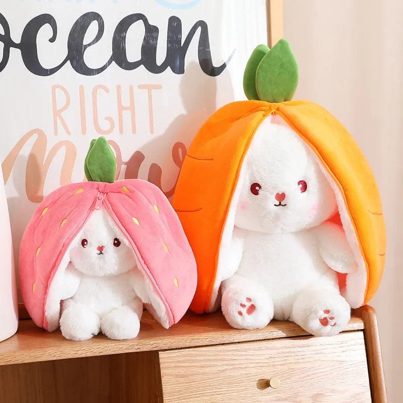 18/25cm Carrot Rabbit in Strawberry Bag, Soft Toy for Kids