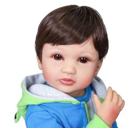 55cm Handmade Reborn Baby Boy - Two Colors Hair, Soft Silicone Body