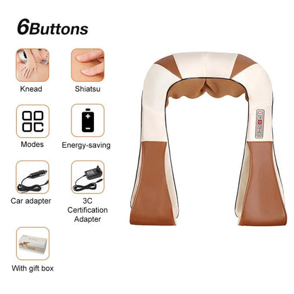 U-Shape Shiatsu Massager with Heat - 4D Kneading for Neck & Back