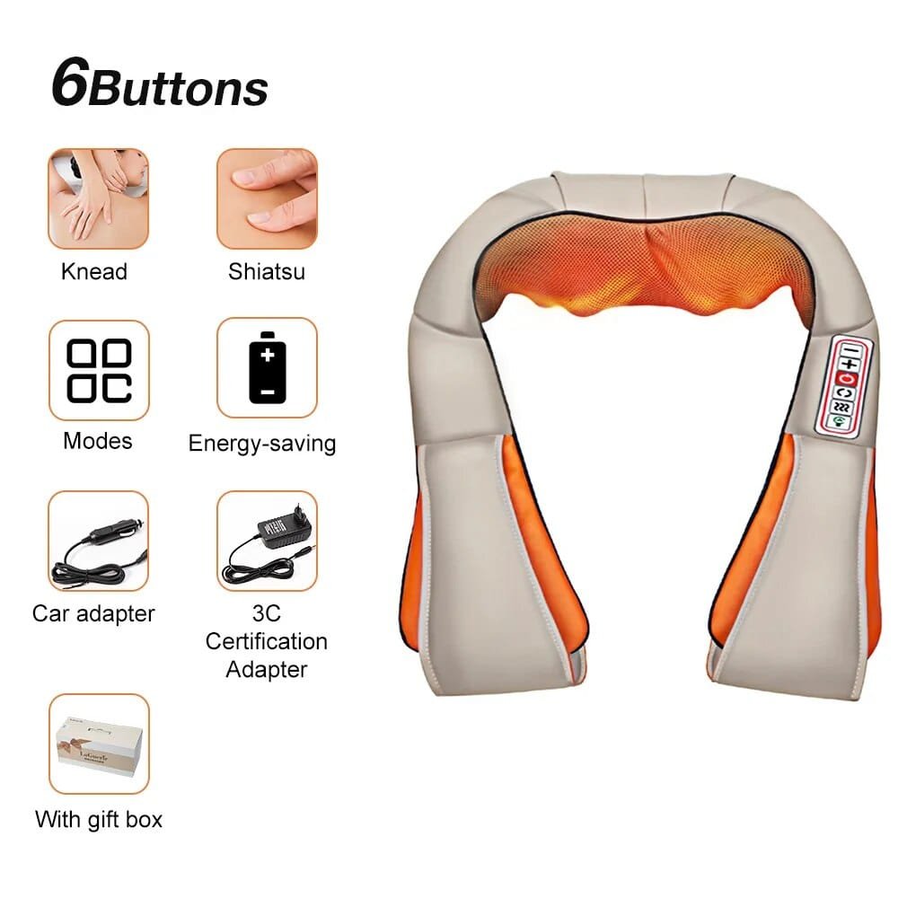 U-Shape Shiatsu Massager with Heat - 4D Kneading for Neck & Back